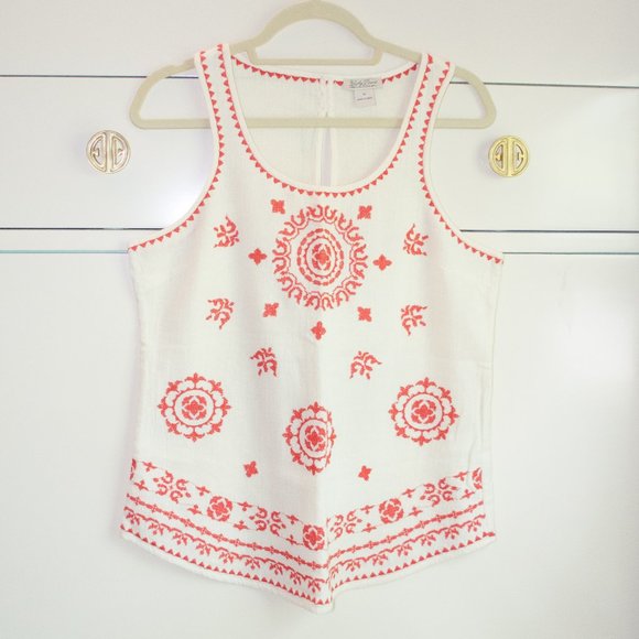 Lucky Brand Pacifica Embroidered Linen Tank Top, Medium - Picture 2 of 5